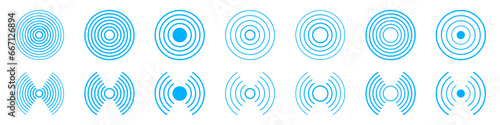 Set of vector radar icons with editable strokes
