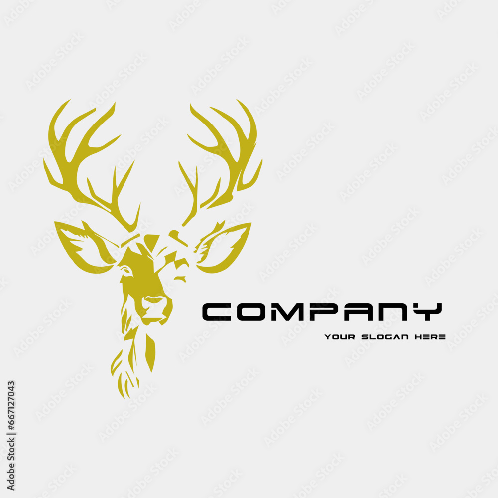 golden deer head deer vector illustration art silhouette