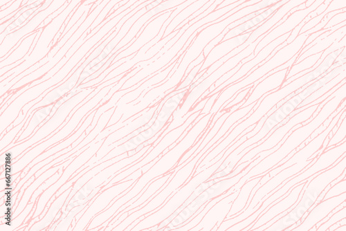 Dynamic hand drawn root texture, diagonal vector seamless pattern, organic pastel pink and white background.
