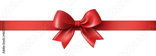  Realistic red gift wrapping design with shiny red ribbons and bow Christmas decoration gift isolated on transparent background cutout PNG