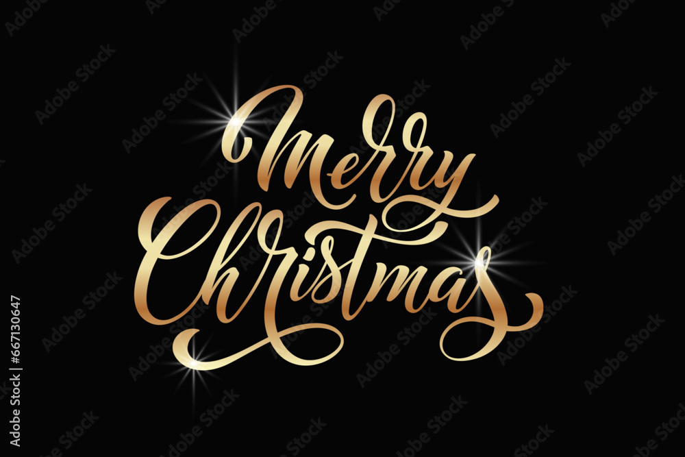 Merry Christmas and Happy New Year hand lettering calligraphy. Vector holiday illustration element.