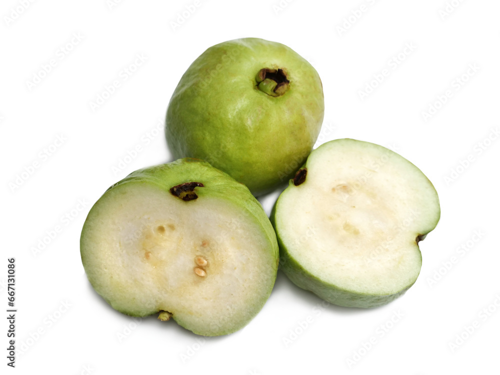 Guava, green organic ripe fresh exotic tropical fruit isolated cut out Guava, green organic ripe fresh exotic tropical fruit isolated cut out