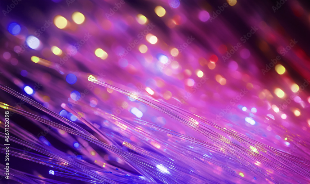 Abstract fiber optic bundle, closeup view of lightemitting glass