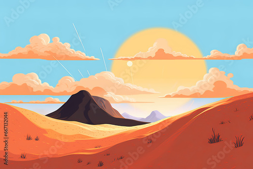 background dunes sunset sand illustration sun nature  sunrise desert  morocco sky background dunes sunset sand