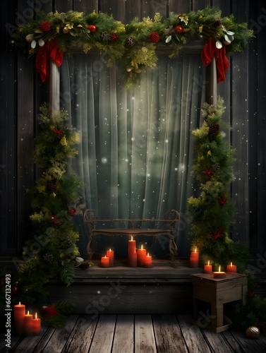 Christmas digital backdrop, new years winter decorations