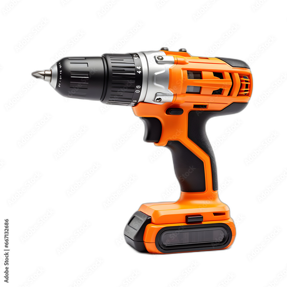 Cordless drill isolated on transparent or white background