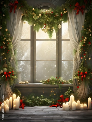 Christmas digital backdrop, new years winter decorations