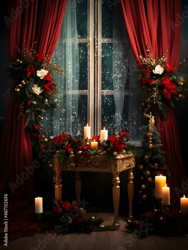 Christmas digital backdrop, new years winter decorations