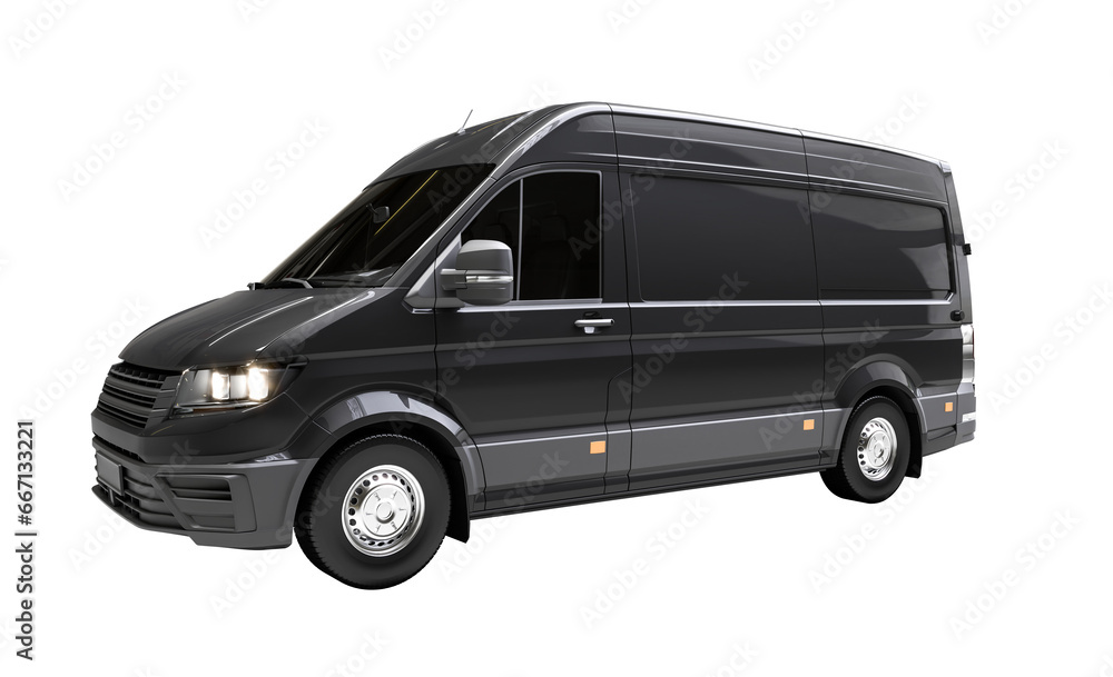 black transport van isolated on white