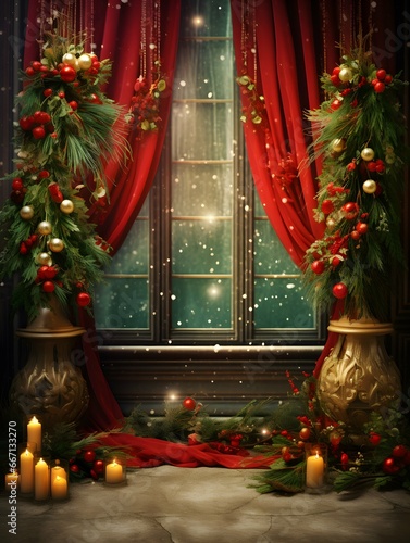 Christmas digital backdrop, new years winter decorations