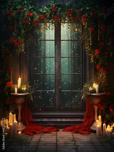 Christmas digital backdrop, new years winter decorations