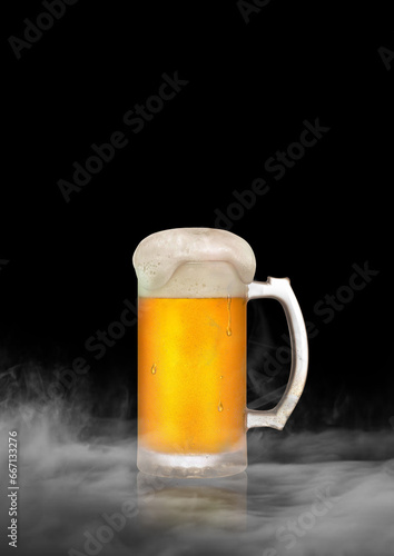 glass of beer on dark background