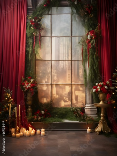 Christmas digital backdrop, new years winter decorations