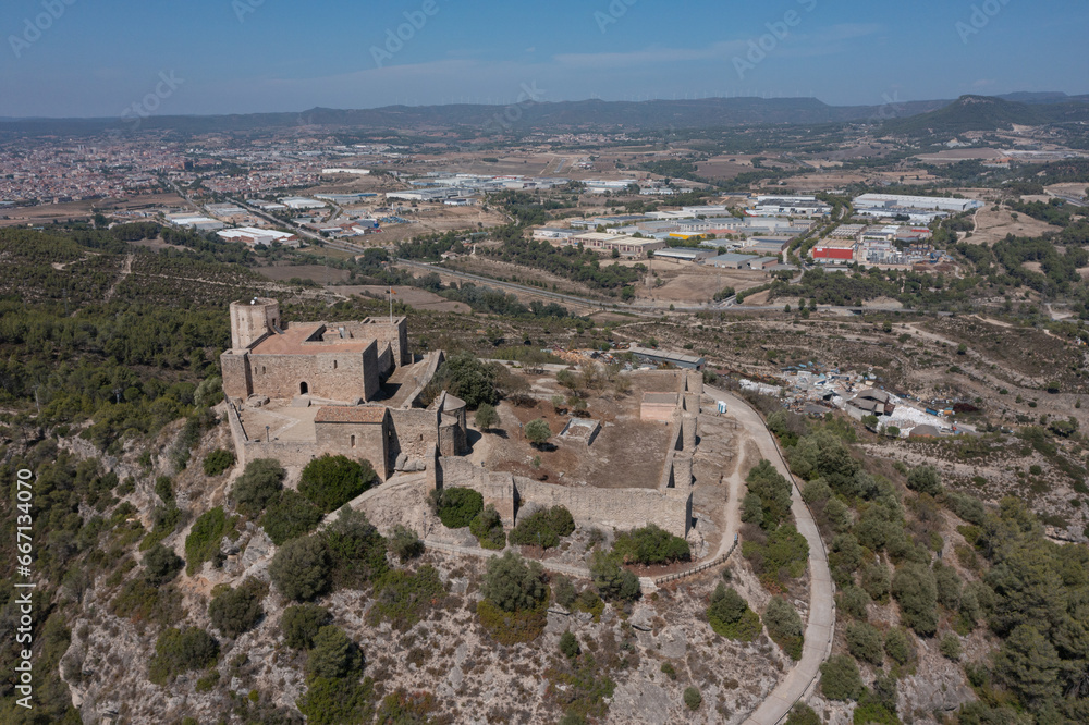 Aerial view of the castle Claramunt