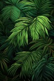 Illustration of a green palm leaf on black background
