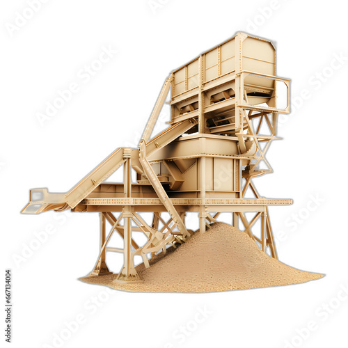 Sand screen machine isolated on transparent or white background