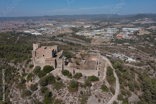 Aerial view of the castle Claramunt