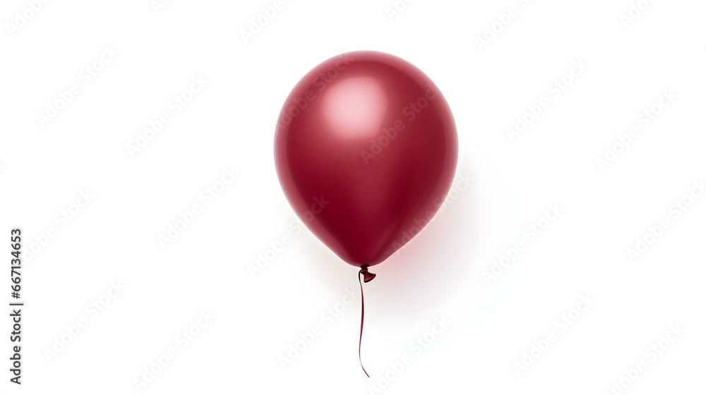 Burgundy Balloon on a white Background. Template with Copy Space 
