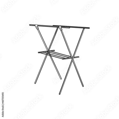 clean clothes drying rack cartoon. collapsible indoors, stand line, line color clean clothes drying rack sign. isolated symbol vector illustration
