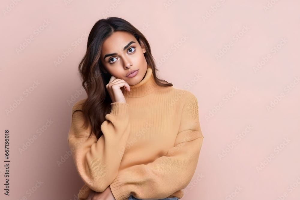 Beautiful young Arab woman wearing winter sweater Beautiful young Arab woman wearing winter sweater