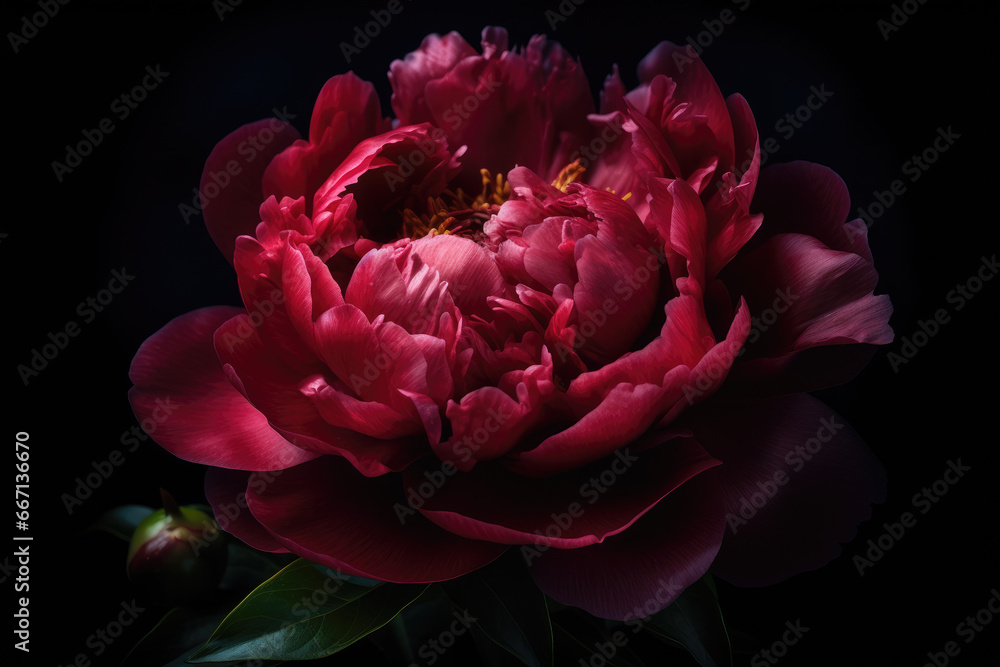 Peony with black background - Generative AI Peony with black background - Generative AI