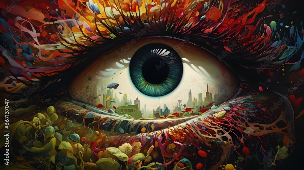 Fototapeta premium Eye illustration background, pupil and iris design