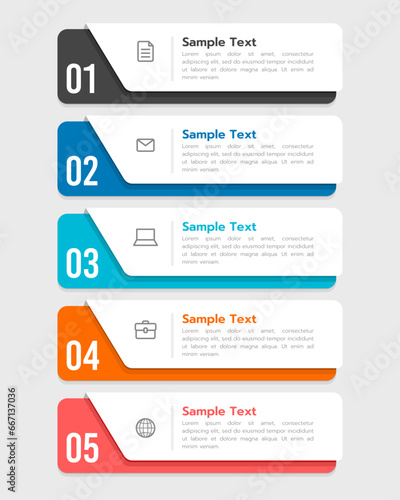 Vertical infographic 5 steps or options. Vector illustration.