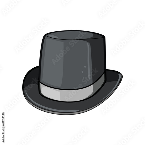 retro cylinder hat cartoon. gentleman black, man object, element classic retro cylinder hat sign. isolated symbol vector illustration