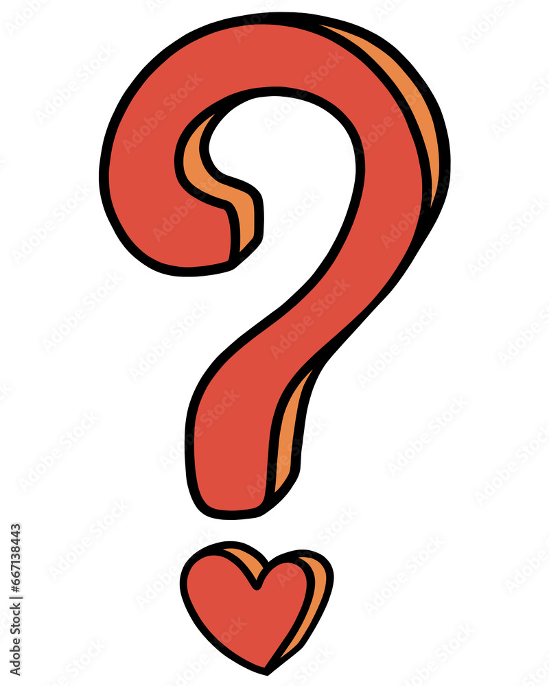 the cartoon style orange heart question mark the cartoon style orange heart question mark