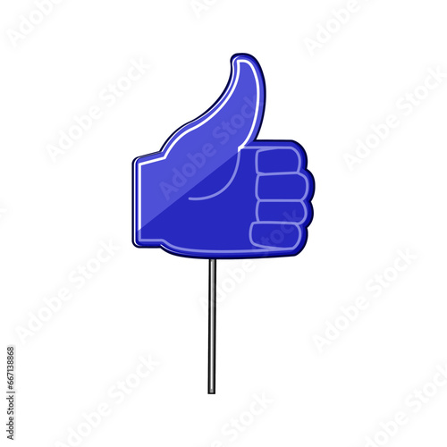 win foam fan finger cartoon. team support, victory football, number glove win foam fan finger sign. isolated symbol vector illustration