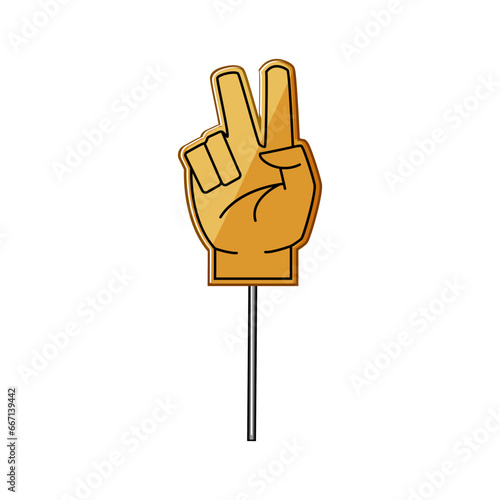 victory foam fan finger cartoon. football number, glove one, sign winner victory foam fan finger sign. isolated symbol vector illustration
