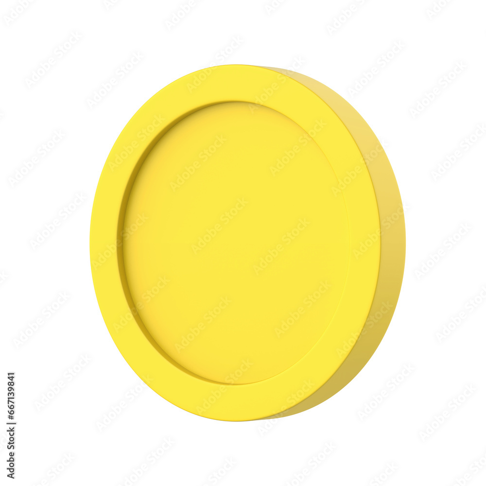 3D of Gold Coins Icon Isolated on transparent background PNG. Empty Golden Money Sign.