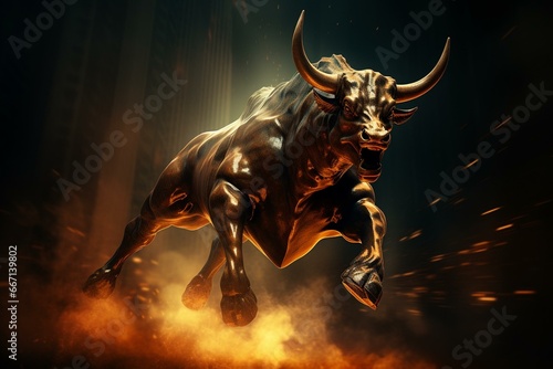 Stock market - bull runs chart upwards. Generative AI