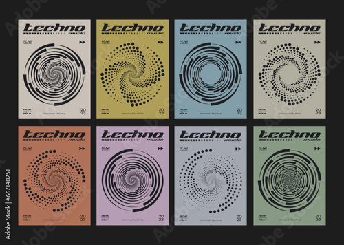 Modern Geometric Circle Shape Pattern. Retro Techno Spiral Poster. Optical Illusion Round background. Swiss Design Cover. Bauhaus Graphic Design Elements.