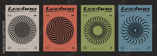 Modern Geometric Circle Shape Pattern. Retro Techno Spiral Poster. Optical Illusion Round background. Swiss Design Cover. Bauhaus Graphic Design Elements.