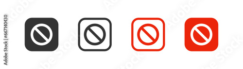 Forbidden icon, traffic, warning prohibited, simple outline flat style illustration.
