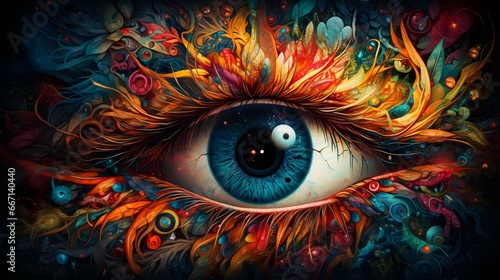 Eye illustration background, pupil and iris design