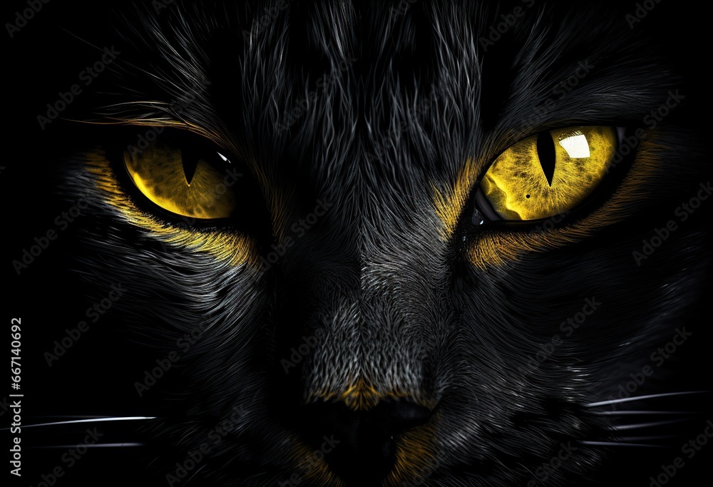 Cat eyes glowing in black Background , cat eyes glowing in dark illustration 