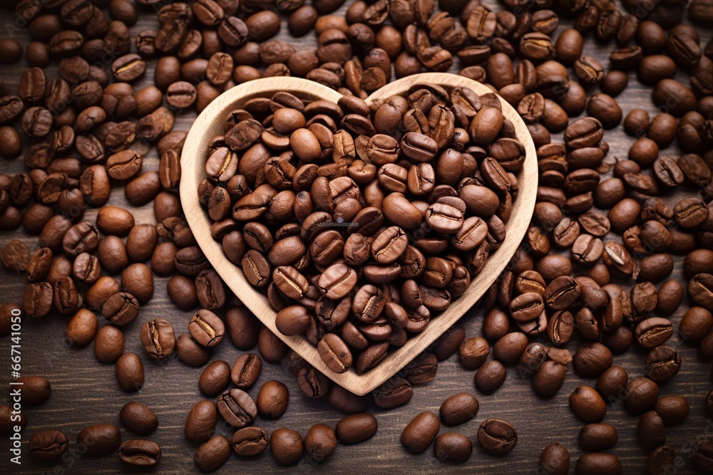 Obraz premium coffee bean heart shaped background 