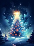 Christmas tree poster card background design, new years illustration