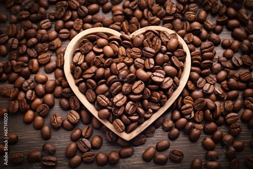 coffee bean heart shaped background 