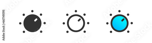 Adjustment dial icon, rotary settings adjustment, min to max round controller simple outline flat style vector illustration.