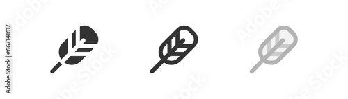 Bird feather icon, lightweight symbol, simple outline flat style vector illustration.