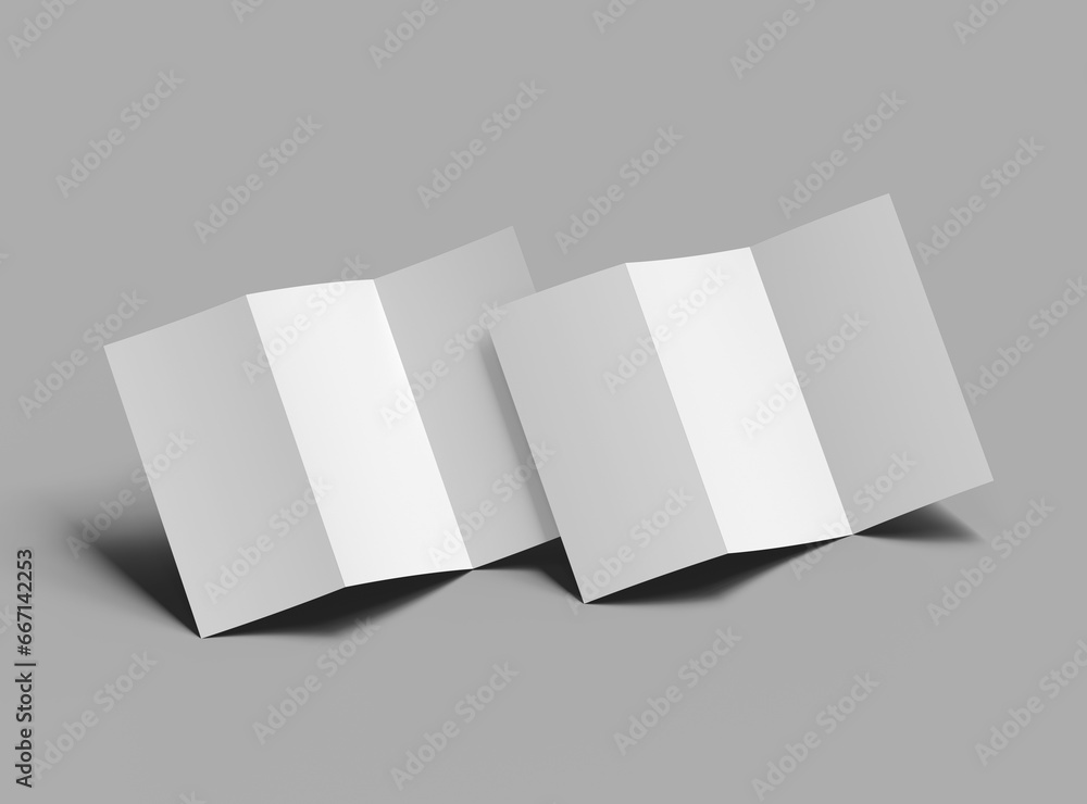 Blank A4 Trifold booklet template for presenting your design. 3d rendering Blank A4 Trifold booklet template for presenting your design. 3d rendering