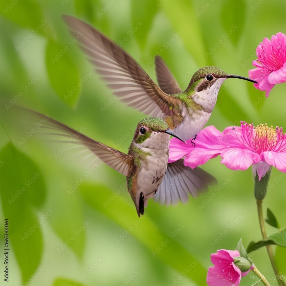 Fototapeta premium hummingbird feeding on flower