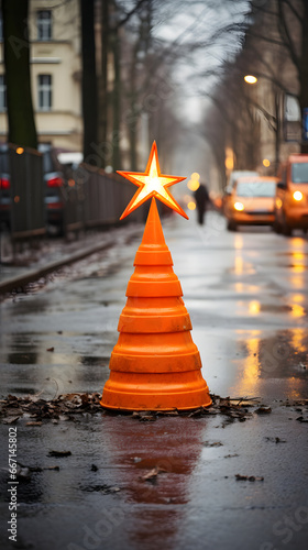 traffic cone like christmas tree
