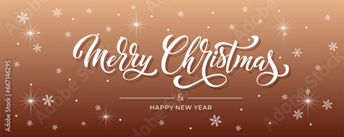 Merry Christmas and Happy New Year hand lettering calligraphy. Vector holiday illustration element.