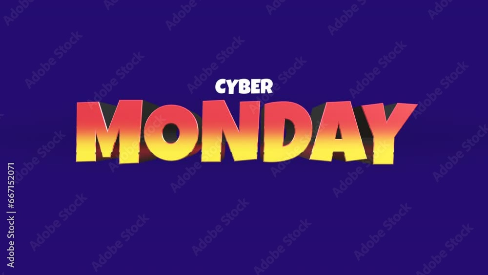 Cartoon Cyber Monday text on clean blue gradient. Style for promotional and advertising campaigns, this motion abstract background adds playful, holiday-inspired touch to seasonal sales strategy Cartoon Cyber Monday text on clean blue gradient. Style for promotional and advertising campaigns, this motion abstract background adds playful, holiday-inspired touch to seasonal sales strategy