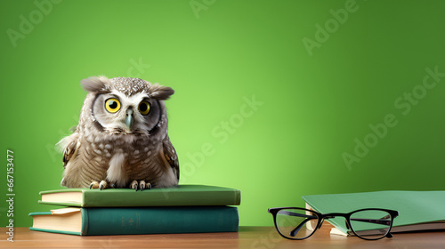 Wallpaper Mural owl, glasses, reading, book, study, Torontodigital.ca
