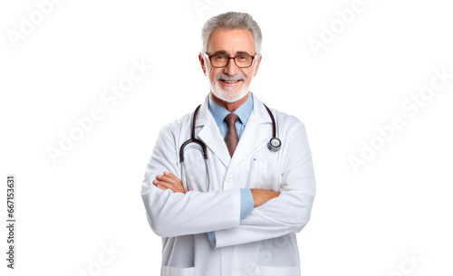Smiling senior doctor or physician with arms crossed